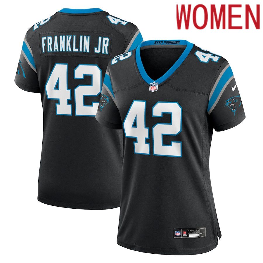 Women Carolina Panthers 42 Sam Franklin Jr. Nike Black Team Game NFL Jersey